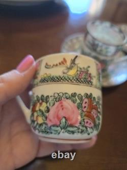 Antique Qianlong Famille Rose Demitasse Cups And Saucers Set Of 8