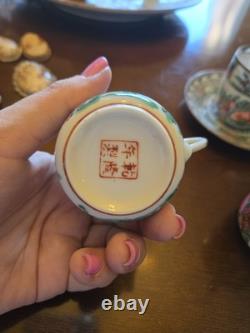 Antique Qianlong Famille Rose Demitasse Cups And Saucers Set Of 8