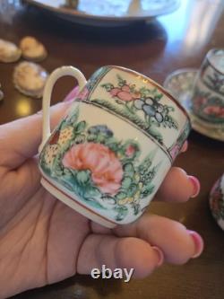 Antique Qianlong Famille Rose Demitasse Cups And Saucers Set Of 8
