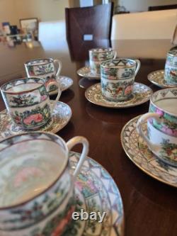 Antique Qianlong Famille Rose Demitasse Cups And Saucers Set Of 8