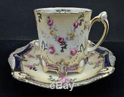 Antique RS Prussia Demitasse Cup & Saucer, Jewel Mold