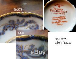 Antique Rare Demitasse Cup Set (6) Cobalt Blue Gold Theo. Haviland Limoges 1895