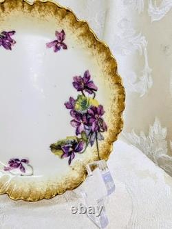 Antique Redon Limoges Violets Demitasse Cup & Saucer Gold 1890s Twisted Branch