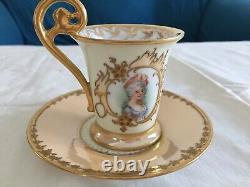 Antique Richard Klemm Dresden Ladies Portrays Demitasse Cup And Sauce -1887