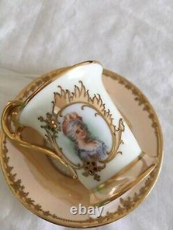 Antique Richard Klemm Dresden Ladies Portrays Demitasse Cup And Sauce -1887