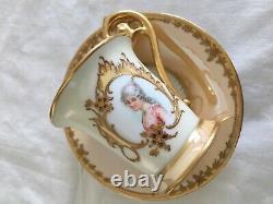 Antique Richard Klemm Dresden Ladies Portrays Demitasse Cup And Sauce -1887