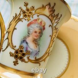 Antique Richard Klemm Dresden Ladies Portrays Demitasse Cup And Sauce -1887