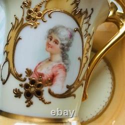 Antique Richard Klemm Dresden Ladies Portrays Demitasse Cup And Sauce -1887