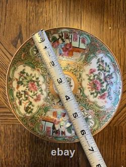 Antique Rose Medallion Four Saucers And Two Demitasse Cups