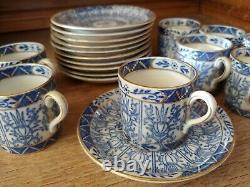 Antique Royal Cauldon Demitasse Set. Gold-rimmed Blue Chinese Lily. $250 or BO