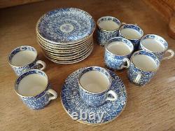 Antique Royal Cauldon Demitasse Set. Gold-rimmed Blue Chinese Lily. $250 or BO