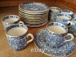 Antique Royal Cauldon Demitasse Set. Gold-rimmed Blue Chinese Lily. $250 or BO