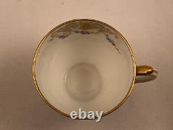 Antique Royal Crown Derby Demitasse Cup & Saucer, Hand Painted, Raised Gold