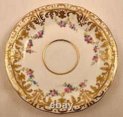 Antique Royal Crown Derby Demitasse Cup & Saucer, Hand Painted, Raised Gold