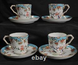 Antique Royal Crown Derby Olde Avesbury Demitasse Cups & Saucers Sets #472 c1885