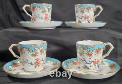 Antique Royal Crown Derby Olde Avesbury Demitasse Cups & Saucers Sets #472 c1885