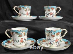 Antique Royal Crown Derby Olde Avesbury Demitasse Cups & Saucers Sets #472 c1885