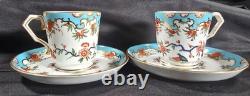 Antique Royal Crown Derby Olde Avesbury Demitasse Cups & Saucers Sets #472 c1885