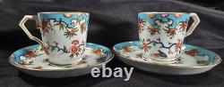 Antique Royal Crown Derby Olde Avesbury Demitasse Cups & Saucers Sets #472 c1885
