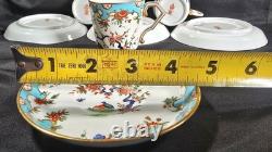 Antique Royal Crown Derby Olde Avesbury Demitasse Cups & Saucers Sets #472 c1885