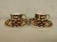 Antique Royal Crown Derby Porcelain Imari 2451 Pair Of Demitasse Cups & Saucers