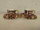 Antique Royal Crown Derby Porcelain Imari 2451 Pair Of Demitasse Cups & Saucers