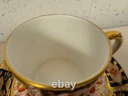 Antique Royal Crown Derby Porcelain Imari 2451 Pair of Demitasse Cups & Saucers