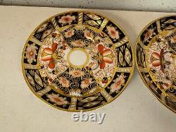 Antique Royal Crown Derby Porcelain Imari 2451 Pair of Demitasse Cups & Saucers