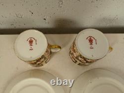 Antique Royal Crown Derby Porcelain Imari 2451 Pair of Demitasse Cups & Saucers