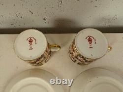 Antique Royal Crown Derby Porcelain Imari 2451 Pair of Demitasse Cups & Saucers