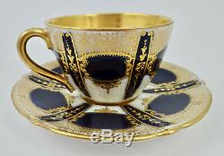 Antique Royal Doulton Demitasse Cup & Saucer Cobalt Blue & Gold