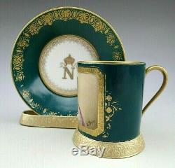 Antique Royal M. Imp de Sevres Hand Painted Signed Demi Tasse Cup And Saucer