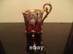 Antique Royal Vienna 12 Gold Demitasse 4 Footed Cup & Saucers with Beehive Mark