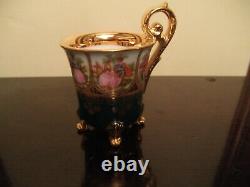 Antique Royal Vienna 12 Gold Demitasse 4 Footed Cup & Saucers with Beehive Mark