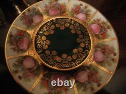 Antique Royal Vienna 12 Gold Demitasse 4 Footed Cup & Saucers with Beehive Mark
