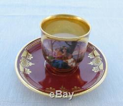 Antique Royal Vienna Demitasse Cup And Saucer Handpainted Cherub Signed Rare
