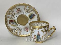 Antique Royal Vienna Demitasse Cup & Saucer Signed Cupid Angel Scenes