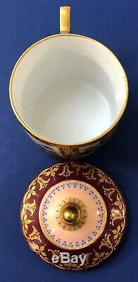 Antique Royal Vienna Demitasse Porcelain Covered Cup and Saucer