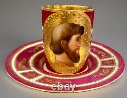 Antique Royal Vienna Demitasse cup and saucer Jeweled