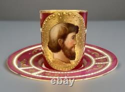 Antique Royal Vienna Demitasse cup and saucer Jeweled