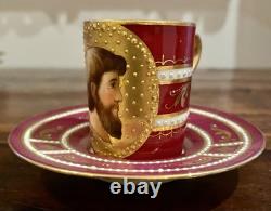 Antique Royal Vienna Demitasse cup and saucer Jeweled