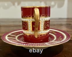 Antique Royal Vienna Demitasse cup and saucer Jeweled