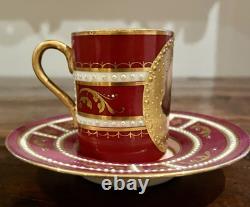 Antique Royal Vienna Demitasse cup and saucer Jeweled