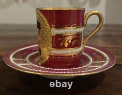 Antique Royal Vienna Demitasse cup and saucer Jeweled