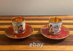 Antique Royal Vienna Style Cups and Saucers