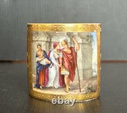 Antique Royal Vienna Style Hand Painted & Gold Gilt Demitasse Cup & Saucer Set
