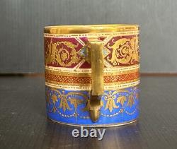 Antique Royal Vienna Style Hand Painted & Gold Gilt Demitasse Cup & Saucer Set
