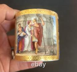 Antique Royal Vienna Style Hand Painted & Gold Gilt Demitasse Cup & Saucer Set