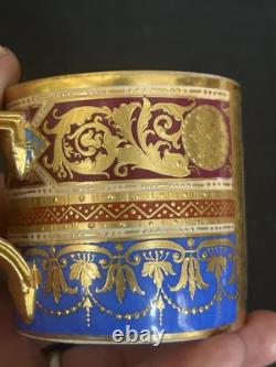 Antique Royal Vienna Style Hand Painted & Gold Gilt Demitasse Cup & Saucer Set