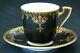Antique Royal Worcester Demitasse Cup & Saucer Black Satin Jeweled Teacup